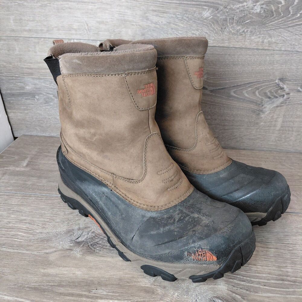 The North Face Chilkat Brown Leather Waterproof Insulated Snow Boots Men Size 12
